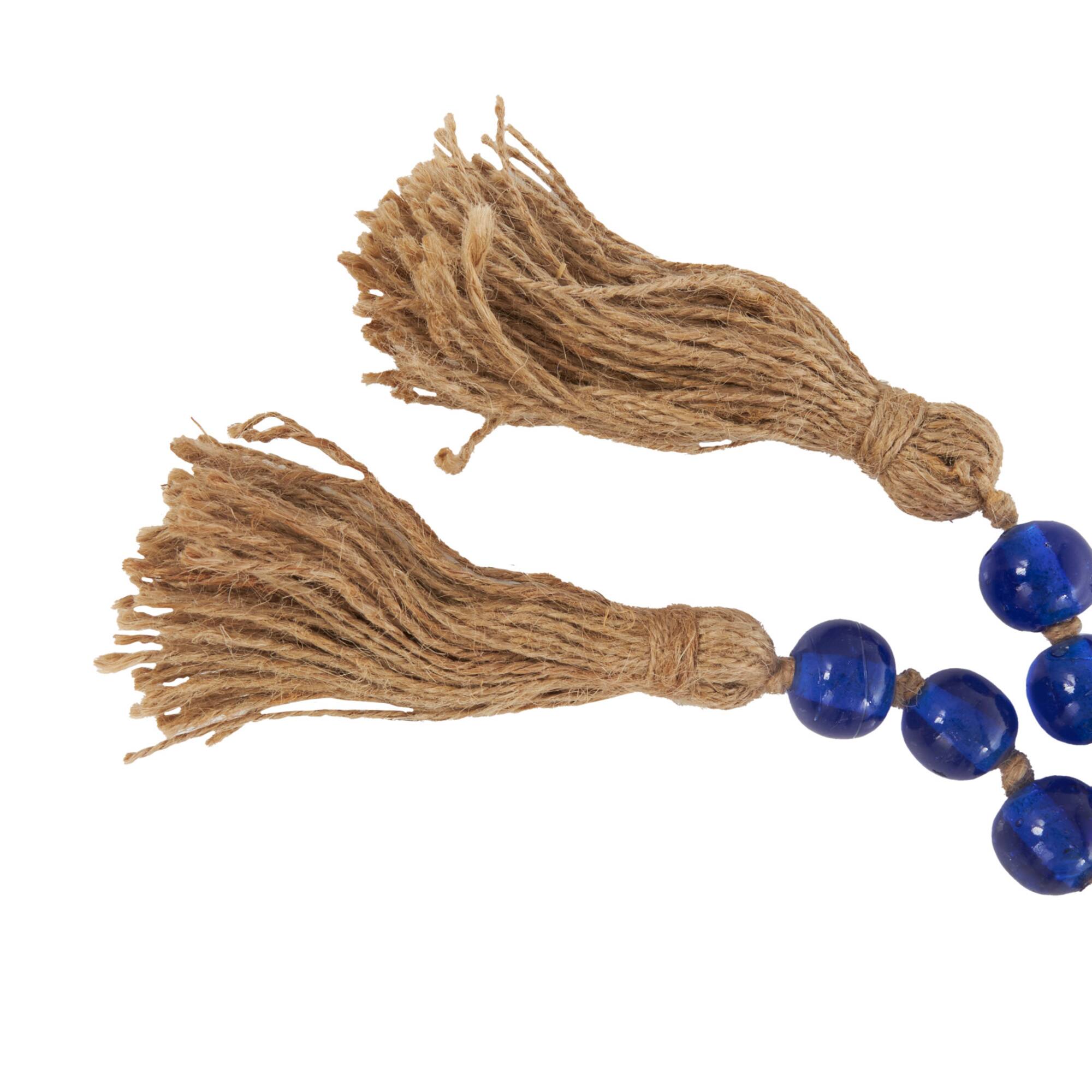 86.5" Handmade Round Glass Beaded Garland with Jute Tassel